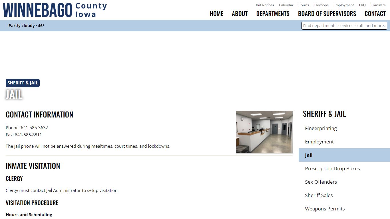 Jail & Inmates - Sheriff's Office - Winnebago County, Iowa