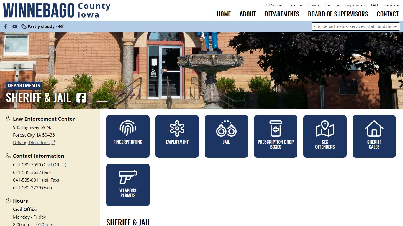 Sheriff & Jail - Winnebago County Government - Iowa
