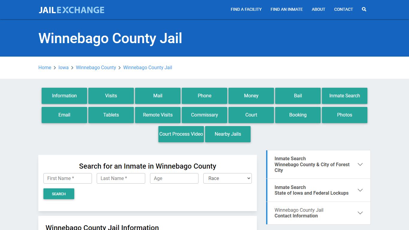 Winnebago County Jail Roster Lookup, IA, Inmate Search